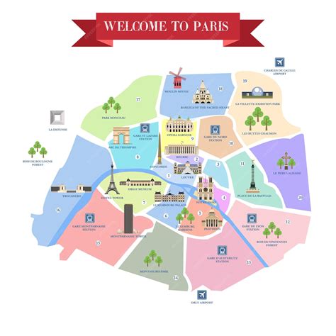 Premium Vector | Detailed map of Paris attractions.