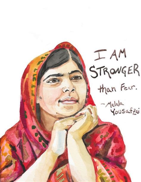 Malala Yousafzai, portrait and inspiring quote, feminism | Strong women ...