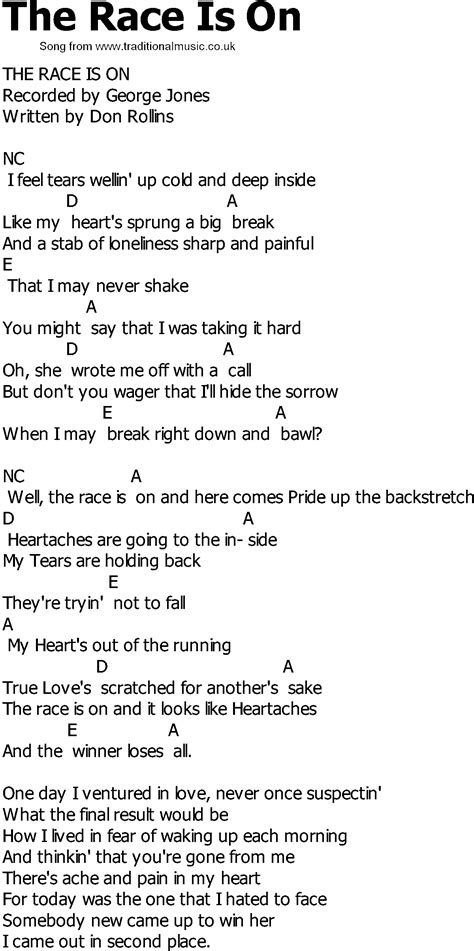 Old Country song lyrics with chords - The Race Is On | Old country ...