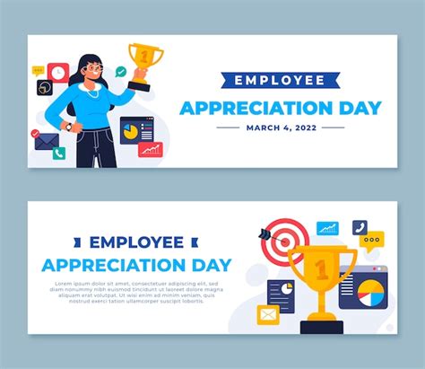 Free Vector | Flat employee appreciation day horizontal banners set