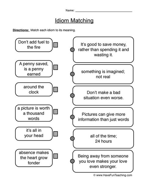 Matching Idioms Worksheet | Have Fun Teaching