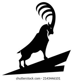 Markhor Animal Vector Logo Design Black Stock Vector (Royalty Free ...