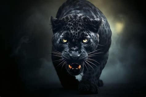 Premium Photo | A black panther with yellow eyes