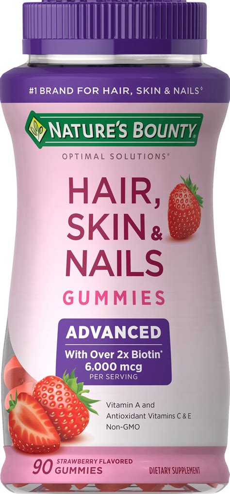 Buy Natures Bounty Advanced Hair, Skin and Nails Strawberry Gummies ...