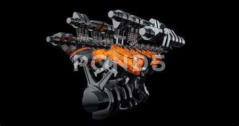 Rotating V8 Engine Animation With Explosions - Loop Stock Footage #AD ...