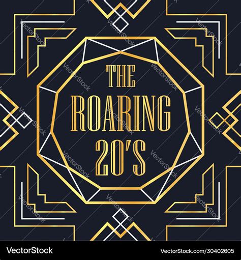 Roaring 20s gold art deco frame background Vector Image