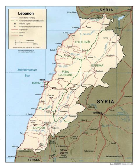 Detailed road and political map of Lebanon. Lebanon detailed road and ...