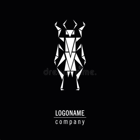 Vector Beetle in Black and White Graphics. Geometric Insect Logo Stock ...