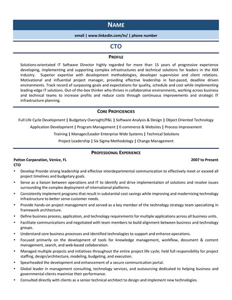 Chief Technology Officer (CTO) Resume: Samples & Examples for 2020 # ...