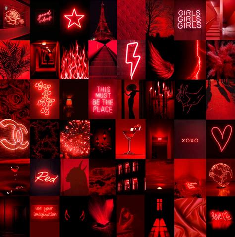 Neon Red Aesthetic Photo Wall Collage Kit - Etsy