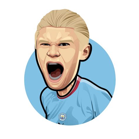 Cartoon caricature of Eeling Haaland by Sanggi Design on Dribbble