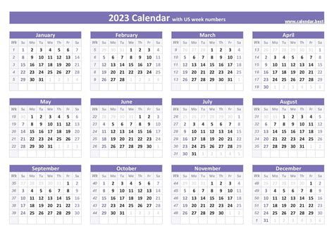 2023 calendar with week numbers