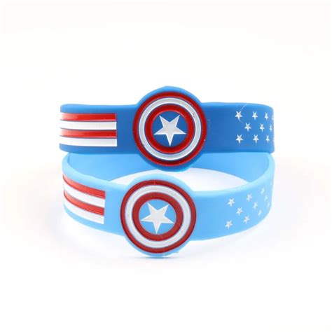 Marvel Charm Bracelets Avengers Logo Captain America Silicone Bracelet ...