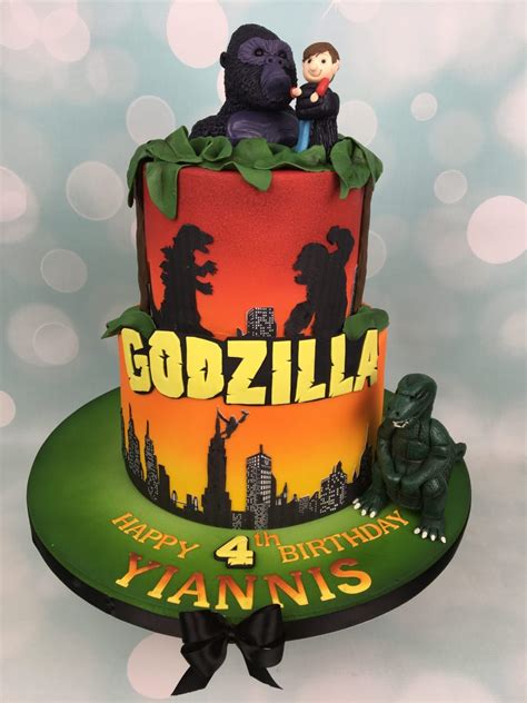 Godzilla and King Kong Birthday Cake and Cupcakes - Mel's Amazing Cakes