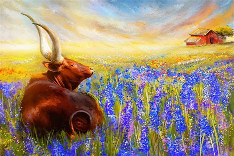 Bluebonnet Dream - Bluebonnet Paintings Painting by Lourry Legarde ...