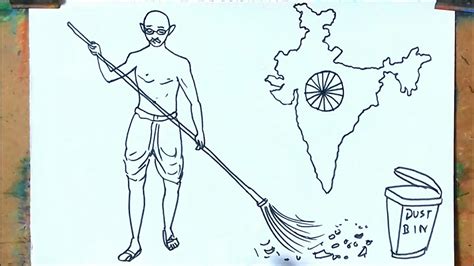 gandhiji swachh bharat abhiyan drawing ||outline drawing||paramparik ...