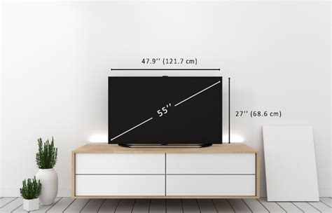 55-inch TV Dimensions: Length and Height in cm and inches - Blue Cine Tech