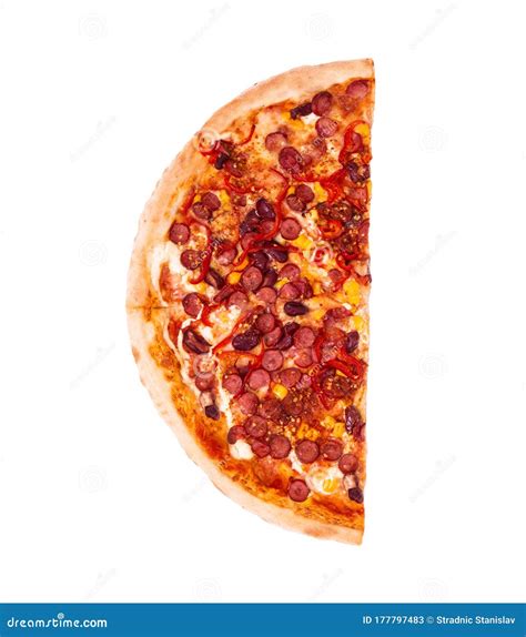 Half of Pizza Mexico, Isolate Top View Stock Image - Image of dinner ...