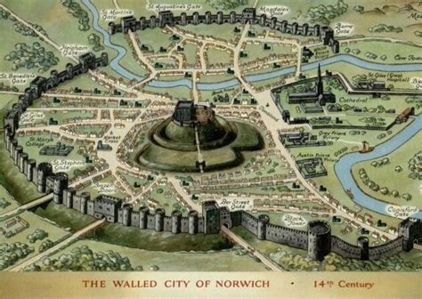 Norwich Union image of the walled city of Norwich from 14th century ...