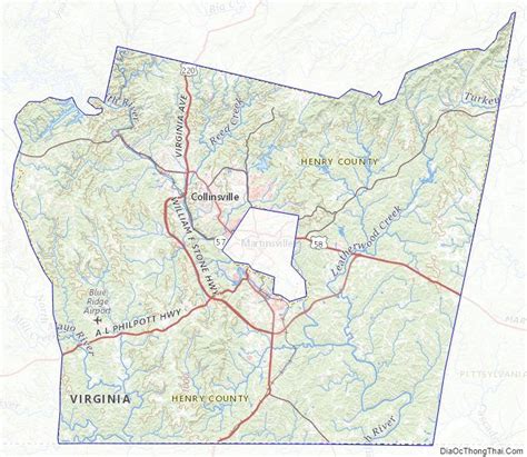 Topographic map of Henry County, Virginia | County map, Map, Virginia