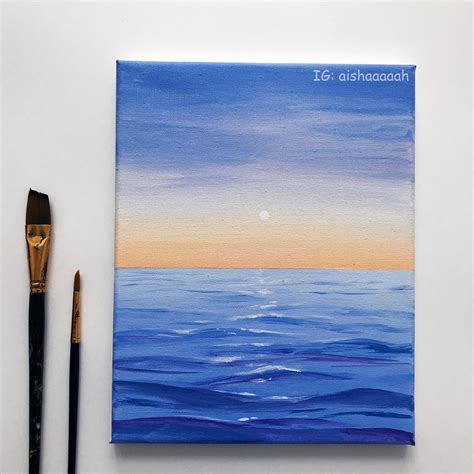 Ocean Sunset Painting | Sunset painting acrylic, Diy canvas art ...