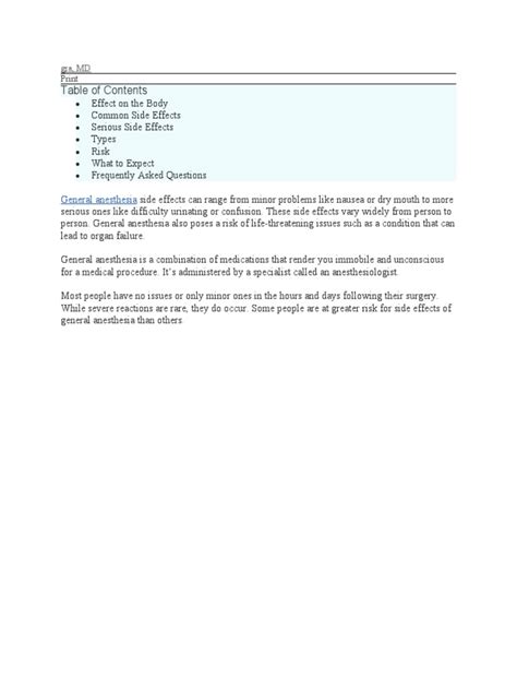 Anesthesia Side Effects | PDF | Anesthesia | Surgery