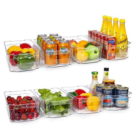 Buy HOOJO Refrigerator Organizer Bins - 8pcs Clear Plastic Bins For ...