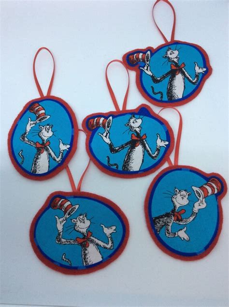 Dr. Seuss' Cat in the Hat Christmas Ornaments-Set of 5 | Etsy