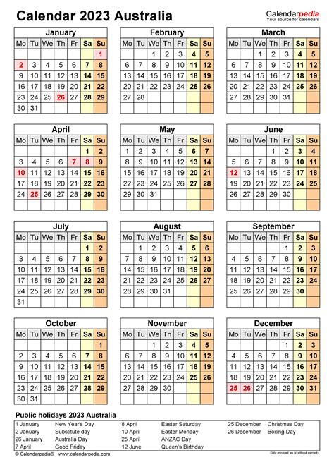 Monthly Calendar 2023 Printable Australia Blank Calendar Printable 2023 ...