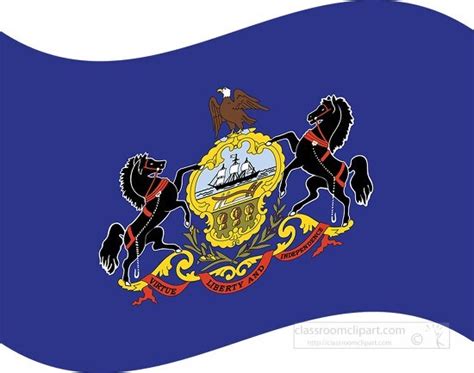 State Flags Clipart-pennsylvania state flag on a flagpole