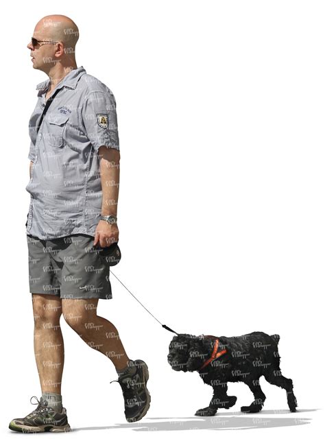 A man walking a black dog - VIShopper