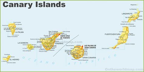 Detailed map of Canary Islands - Ontheworldmap.com