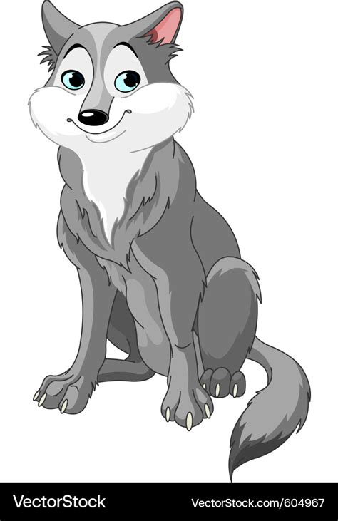 Cute cartoon wolf Royalty Free Vector Image - VectorStock