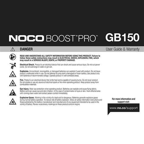 NOCO GB150 Boost PRO 3000 Amp Jump Starter User Manual