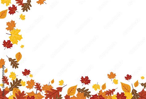 Bright Falling Fall Autumn Leaves Horizontal Border 1 Stock Vector ...