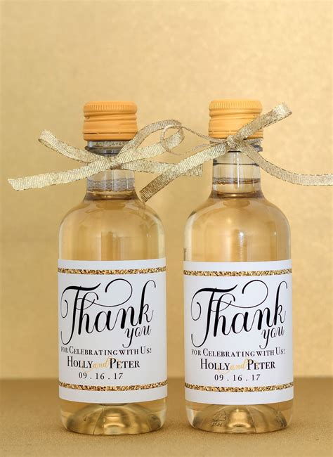 Gold Wedding Mini Wine Bottle Labels Personalized Wedding Favor for ...