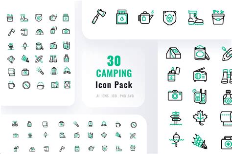 30 Camping Icons Bundle - SVG Files