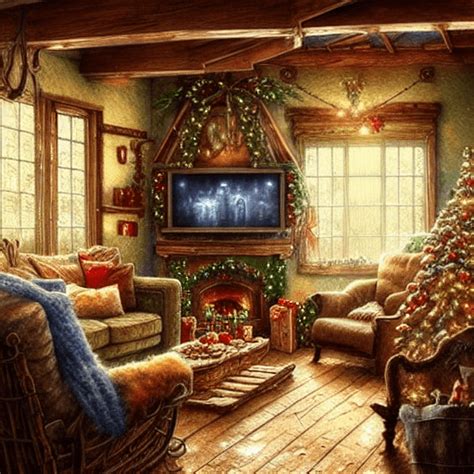 Beautiful Rustic Christmas Living Room Scene · Creative Fabrica