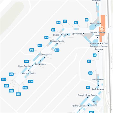 Chicago Midway Airport MDW Concourse B Map