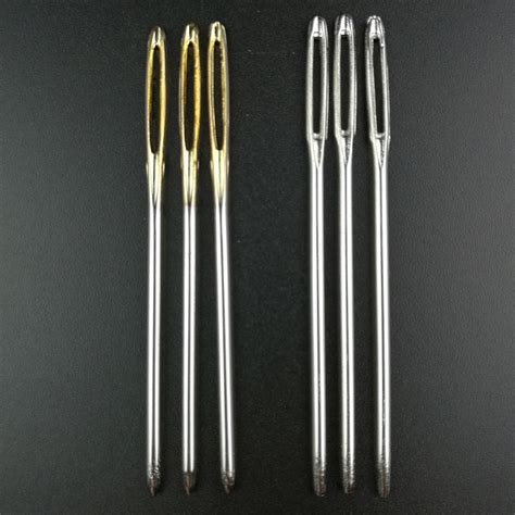 10pcs Large Sewing Needles Gold Eye Needle Tone Steel Hand Long Sewing ...