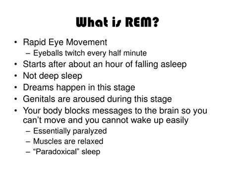 PPT - Rapid Eye Movement (REM) Sleep PowerPoint Presentation, free ...