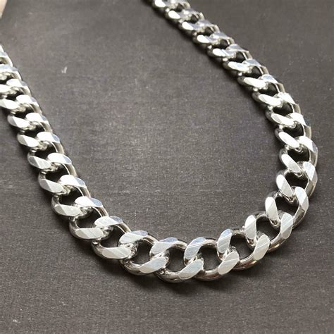 925 Sterling Silver Mens Cuban Tight Curb Link Chain Necklace 14mm 152 ...