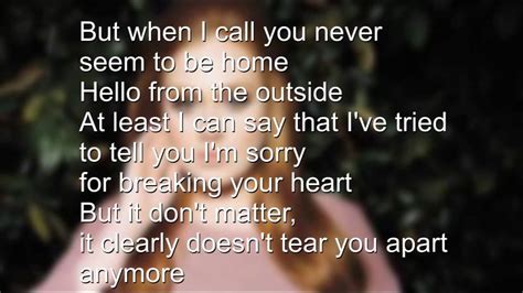 Adele - Hello (Lyrics) - YouTube