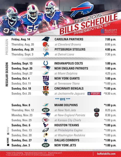 Buffalo Bills 2015 Schedule Presented by Ellicott Hospitality ...