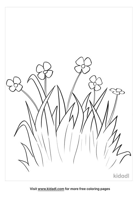 Free Grass And Flower Coloring Page | Coloring Page Printables | Kidadl