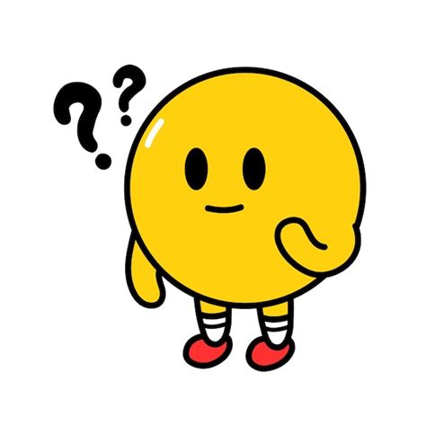 Premium Vector | Cute funny think emoji smile face with question mark ...