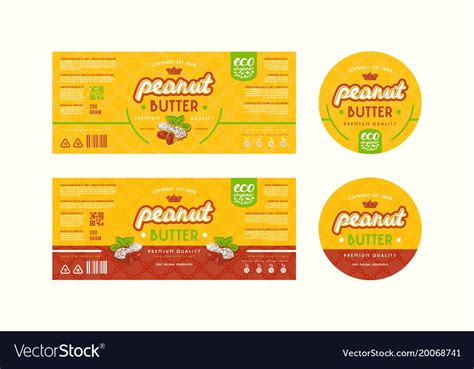 Set of templates label for peanut butter vector image on VectorStock ...