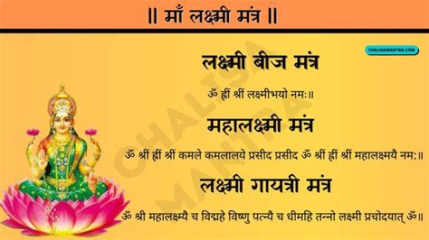 Maa Laxmi Mantra In Hindi [Image & PDF] | ChalisaMantra | Mantras ...