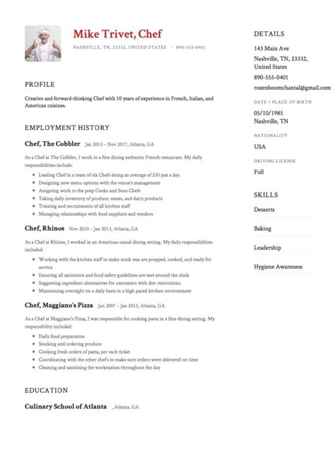 Full Guide: Chef Resume [ + 12 Samples ] | PDF & Word | 2019