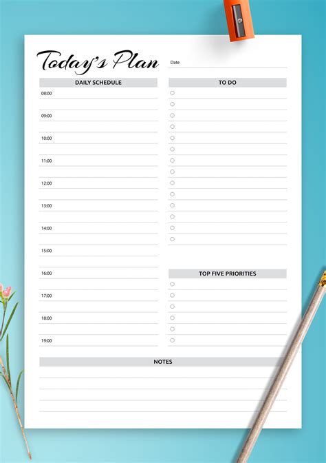 Download Printable Daily planner with hourly schedule & to-do list ...